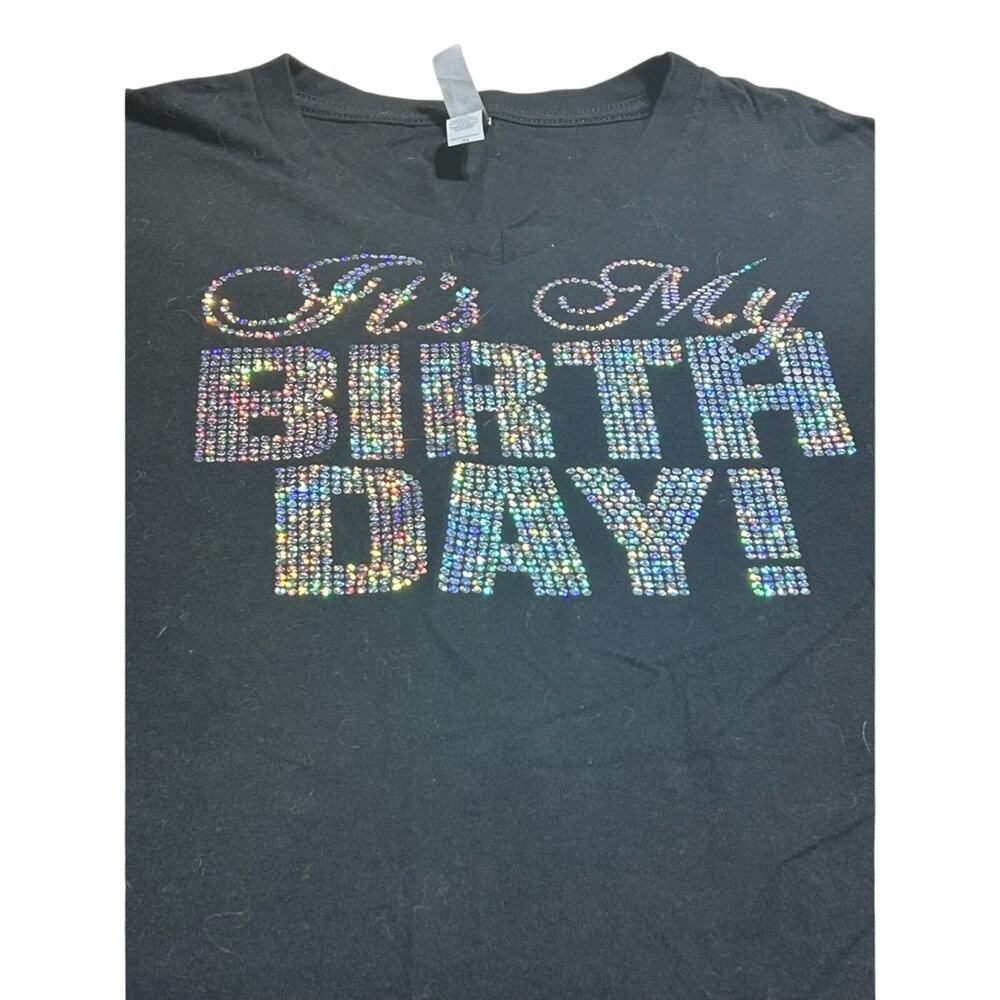 Next Level Its My Birthday! Black tshirt w/rhinestones sz womens XL